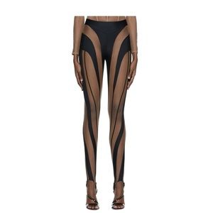 Mugler Black Spiral Leggings